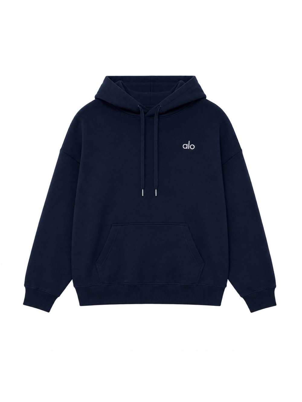 ALO Yoga Navy Crewneck Hoodie with Minimal Logo